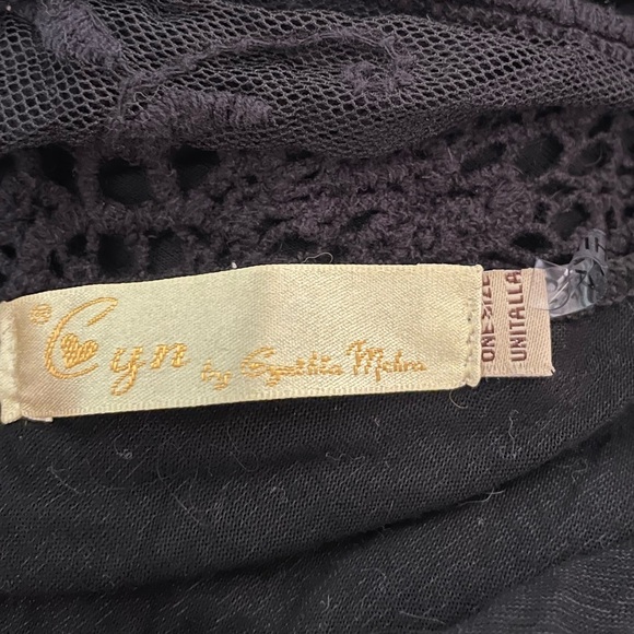 CYN Cynthia Mehra Dress One Size Lace Printed Scarf Style Black White - Picture 6 of 6